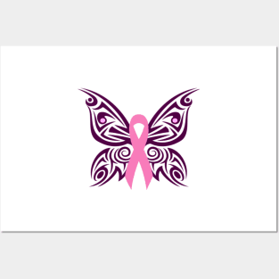 Breast Cancer Awareness Butterfly Posters and Art